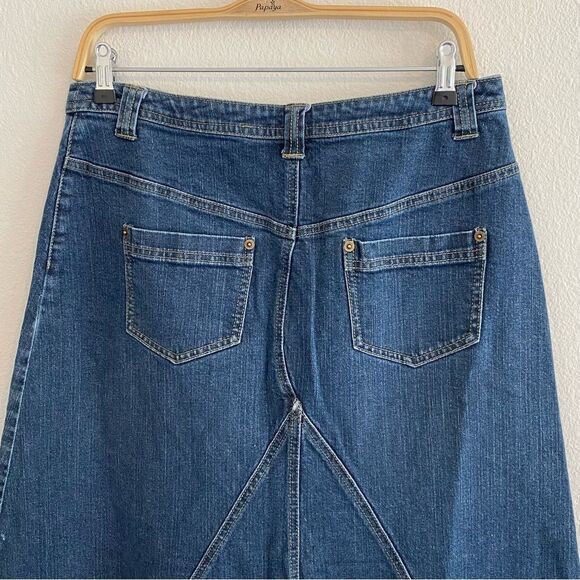 Vintage Denim Patchwork Long A-Line Midi Skirt - Picture 8 of 11